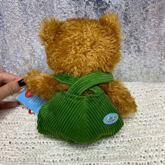 NWT YottoyTeddy Bear 9" Brown Plush Green Corduroy Overalls 2011 Stuffed Animal - Picture 6 of 8